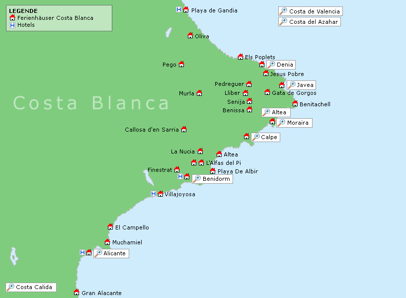 Karte Costa Blanca