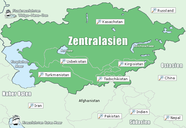 Zentralasien Karte - Länder