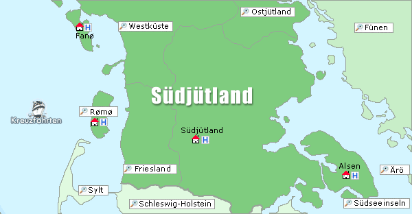 Karte Südjütland Dänemark