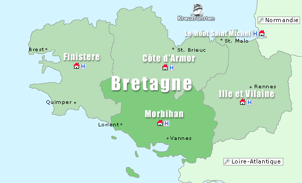 Karte Morbihan, Bretagne