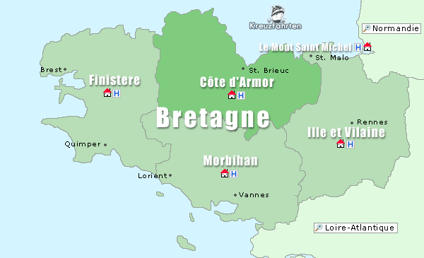 Karte Côtes d'Armor, Bretagne