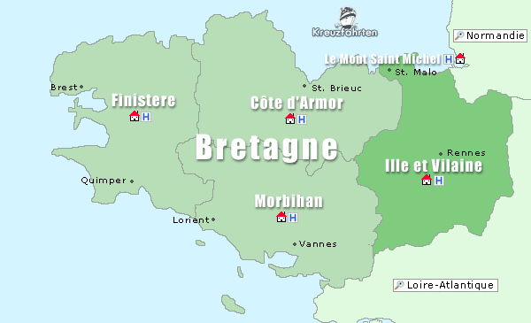 Karte Ille et Vilaine, Bretagne