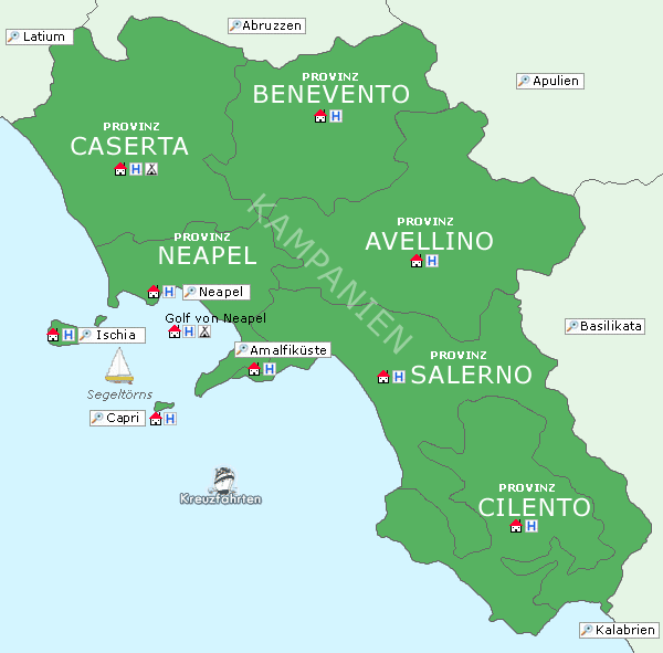 Italien Kampanien Karte | Kleve Landkarte