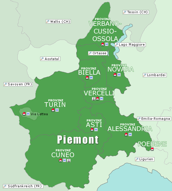 Piemont Karte Italien | Kleve Landkarte
