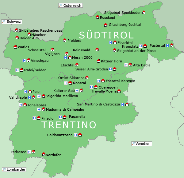 Karte Trentino Südtirol