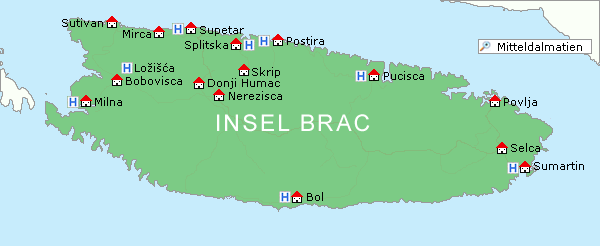 Karte Insel Brac