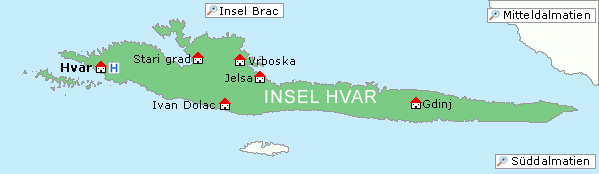 Karte Insel Hvar