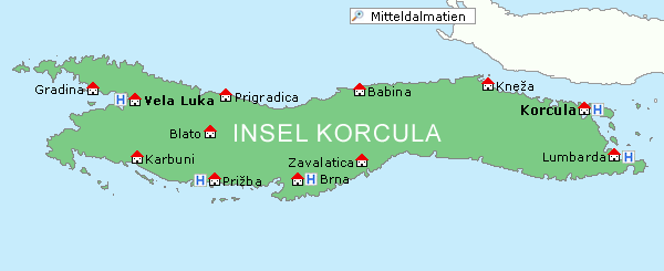 Karte Korcula