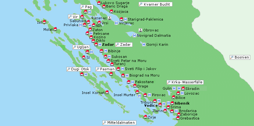 Karte Norddalmatien