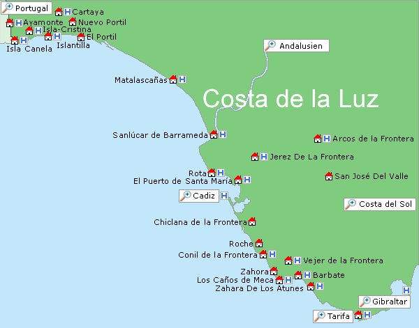 Karte Costa de la Luz