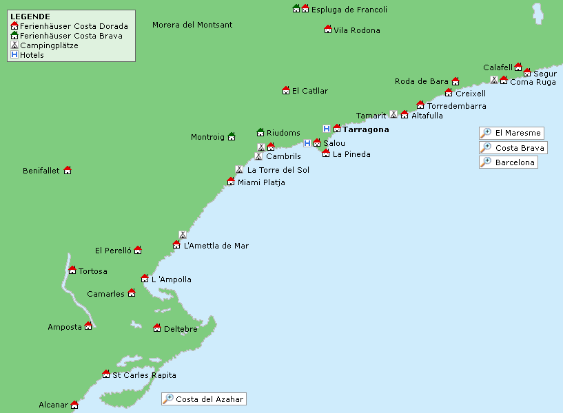 Karte Costa Dorada