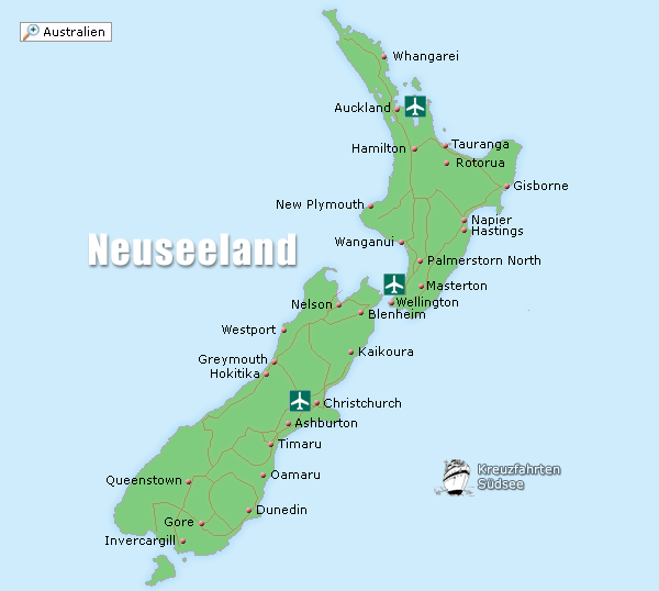 Karte Neuseeland