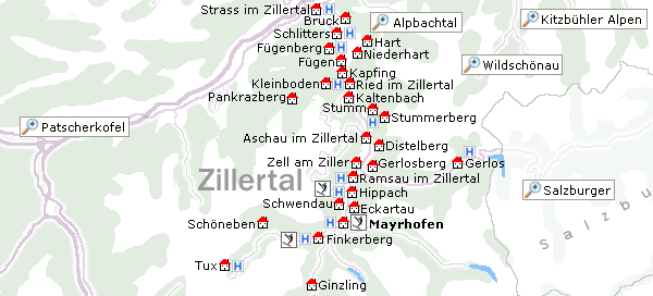 Karte Zillertal